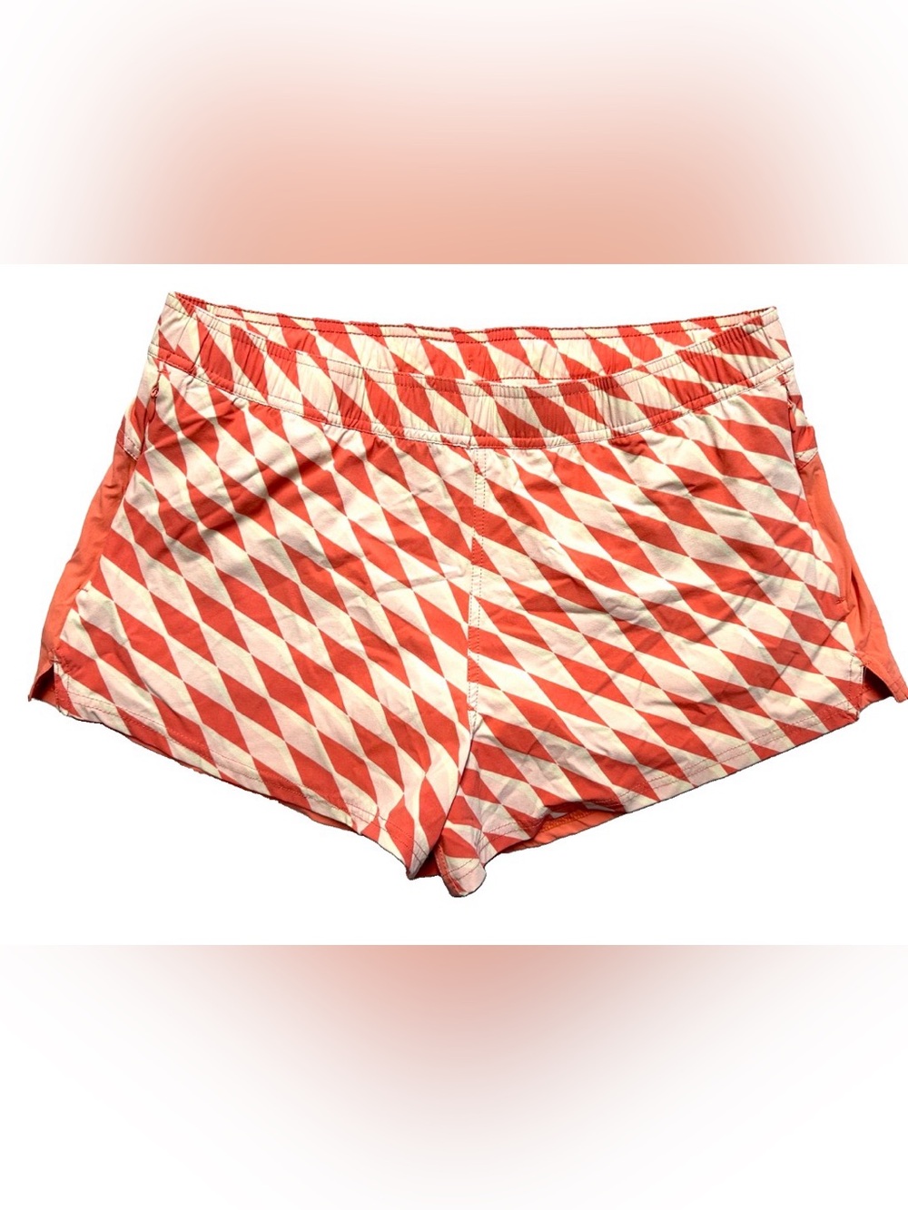 Fair Harbor Atlantique Swim Shorts Womens L Coral Seabay Geometric Lined